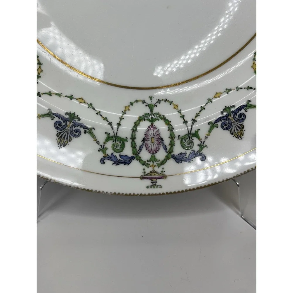 Minton H2581 Chop Plate Charger Garland Urns Floral Gold Pink Blue‎ Green 12.5